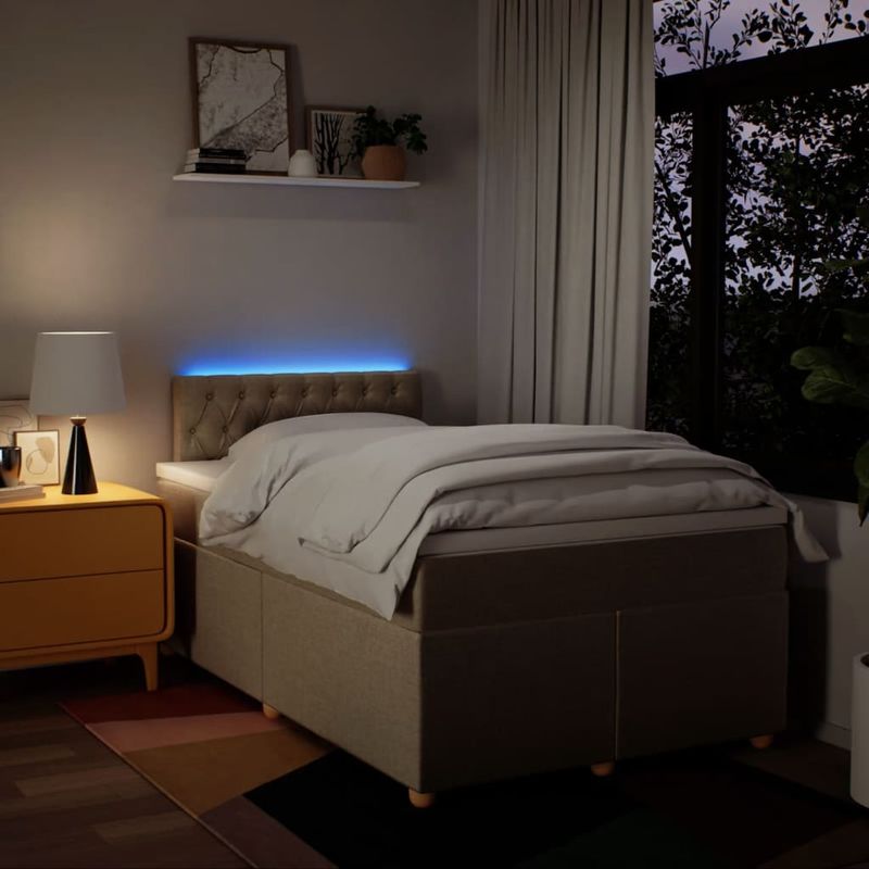 Casa si Gradina - Mobilier - Paturi si accesorii - Paturi - Pat box spring cu saltea, crem, 120x200 cm, textil - Infinity.ro