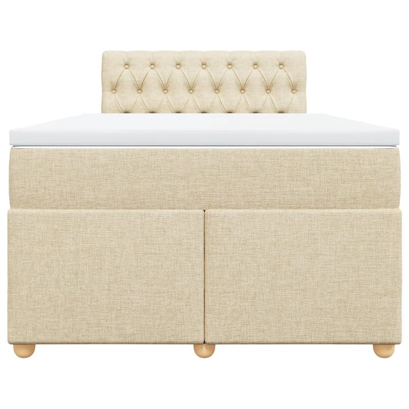 Casa si Gradina - Mobilier - Paturi si accesorii - Paturi - Pat box spring cu saltea, crem, 120x200 cm, textil - Infinity.ro
