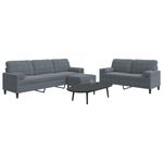 Casa si Gradina - Mobilier - Seturi de mobilier - Seturi living - Set de canapele cu perne/rulouri, 3 piese, gri inchis, catifea - Infinity.ro