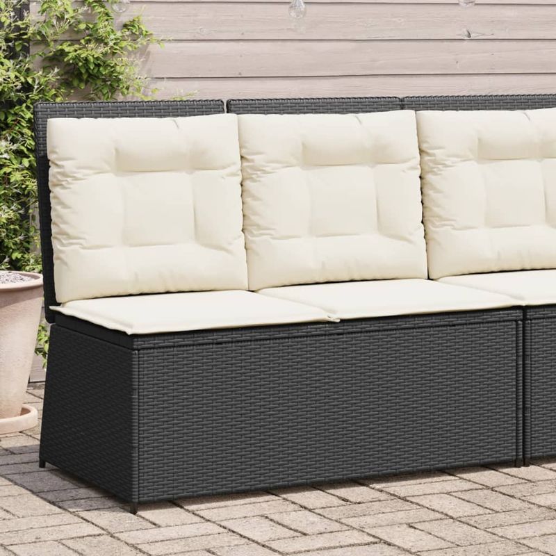 Casa si Gradina - Gradina si terasa - Mobilier exterior - Bancute de gradina - Banca de gradina rabatabila cu perne, negru, poliratan - Infinity.ro