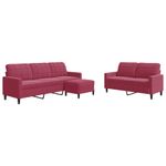 Casa si Gradina - Mobilier - Seturi de mobilier - Seturi living - Set canapea cu perne, 3 piese, rosu vin, catifea - Infinity.ro