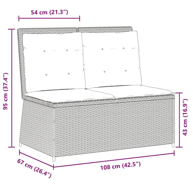 Casa si Gradina - Gradina si terasa - Mobilier exterior - Bancute de gradina - Banca de gradina rabatabila cu perne, negru, poliratan - Infinity.ro