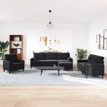 Casa si Gradina - Mobilier - Seturi de mobilier - Seturi living - Set de canapele cu perne/rulouri, 4 piese, negru, catifea - Infinity.ro