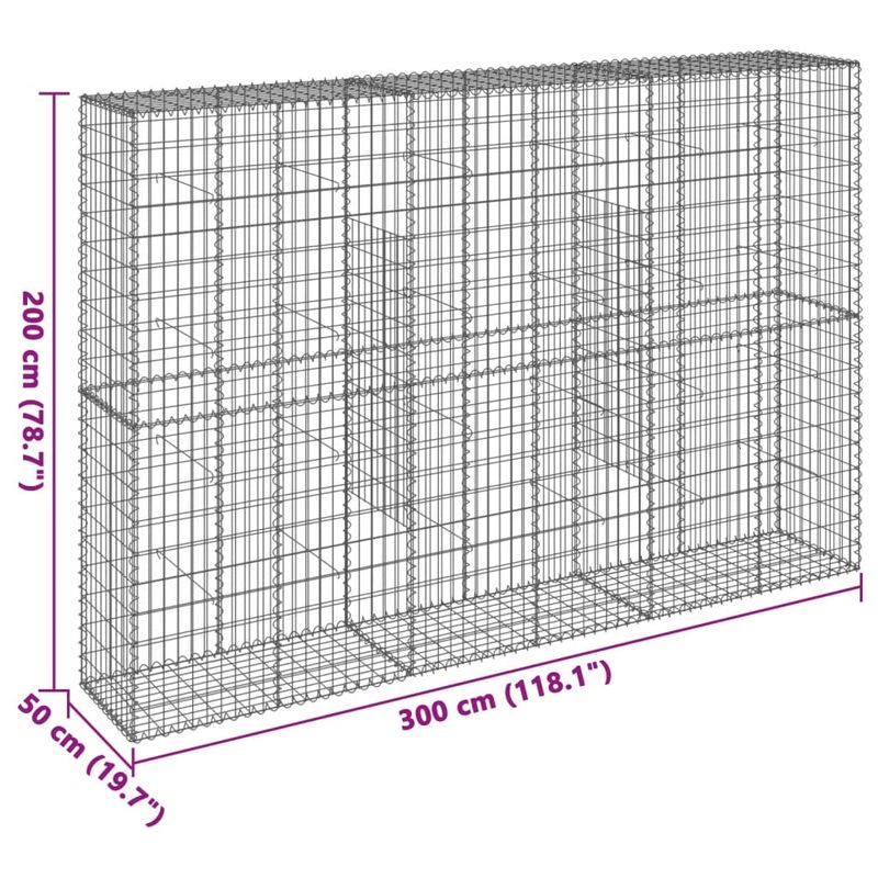 Casa si Gradina - Gradina si terasa - Garduri, panouri si accesorii - Cos gabion cu capac, 300x50x200 cm, fier galvanizat - Infinity.ro