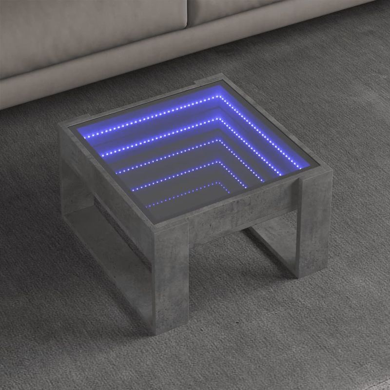 Casa si Gradina - Mobilier - Mese si birouri - Masute de cafea - Masuta de cafea cu LED infinity, gri beton, 50x53x30 cm - Infinity.ro