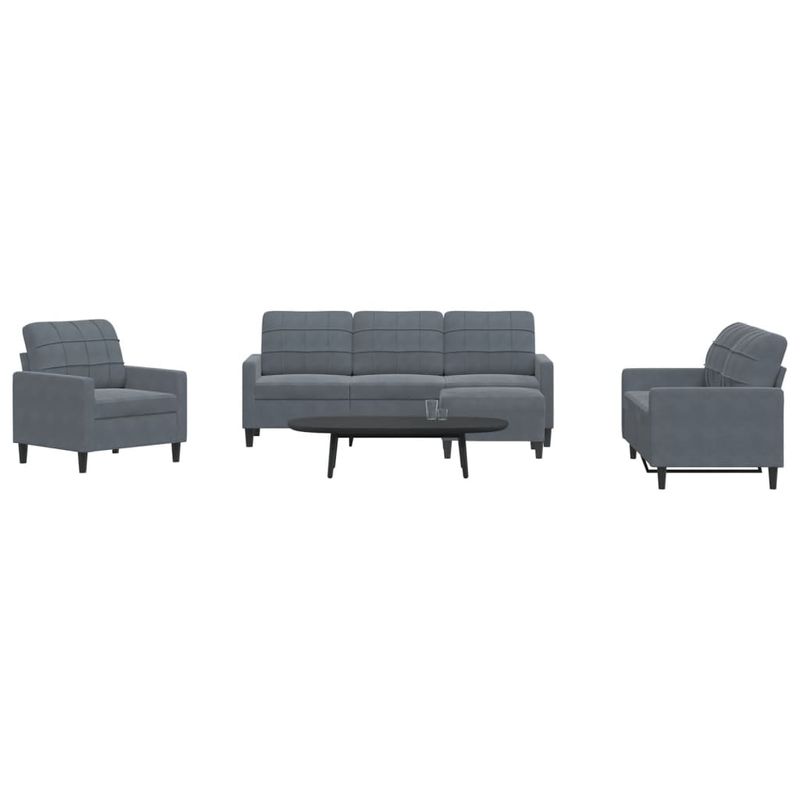 Casa si Gradina - Mobilier - Seturi de mobilier - Seturi living - Set de canapele cu perne, 4 piese, gri inchis, catifea - Infinity.ro