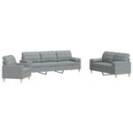 Casa si Gradina - Mobilier - Seturi de mobilier - Seturi living - Set de canapele cu perne, 3 piese, gri deschis, textil - Infinity.ro