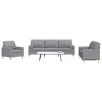 Casa si Gradina - Mobilier - Seturi de mobilier - Seturi living - Set de canapele cu perne, 3 piese, gri deschis, textil - Infinity.ro