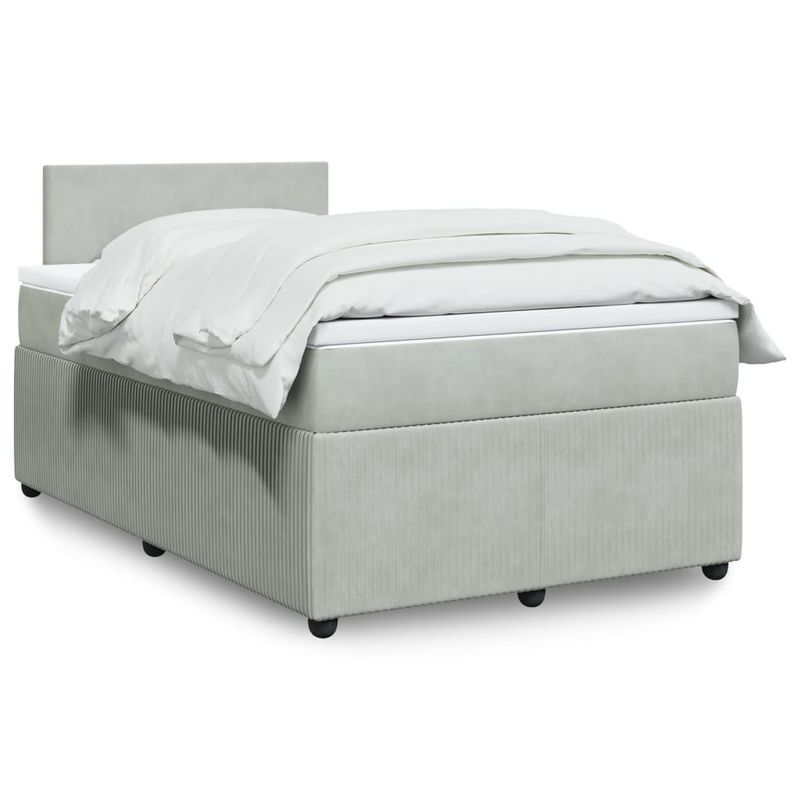 Casa si Gradina - Mobilier - Paturi si accesorii - Paturi - Pat continental cu saltea, gri deschis, 120x200 cm, catifea - Infinity.ro