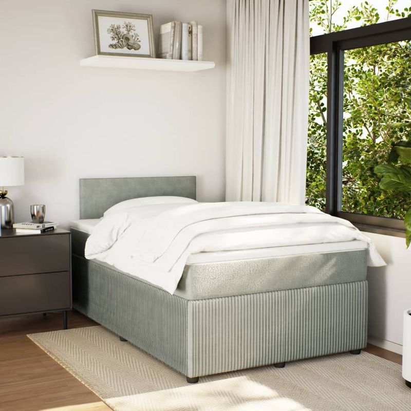Casa si Gradina - Mobilier - Paturi si accesorii - Paturi - Pat continental cu saltea, gri deschis, 120x200 cm, catifea - Infinity.ro