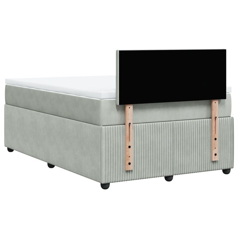 Casa si Gradina - Mobilier - Paturi si accesorii - Paturi - Pat continental cu saltea, gri deschis, 120x200 cm, catifea - Infinity.ro