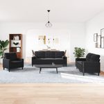 Casa si Gradina - Mobilier - Seturi de mobilier - Seturi living - Set de canapele cu perne/rulouri, 3 piese, negru, catifea - Infinity.ro