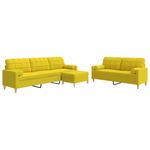 Casa si Gradina - Mobilier - Seturi de mobilier - Seturi living - Set canapele cu taburet/perne, 3 piese, galben deschis, textil - Infinity.ro