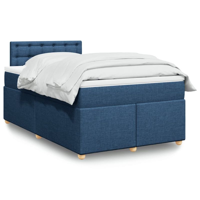 Casa si Gradina - Mobilier - Paturi si accesorii - Paturi - Pat box spring cu saltea, albastru, 120x200 cm, textil - Infinity.ro