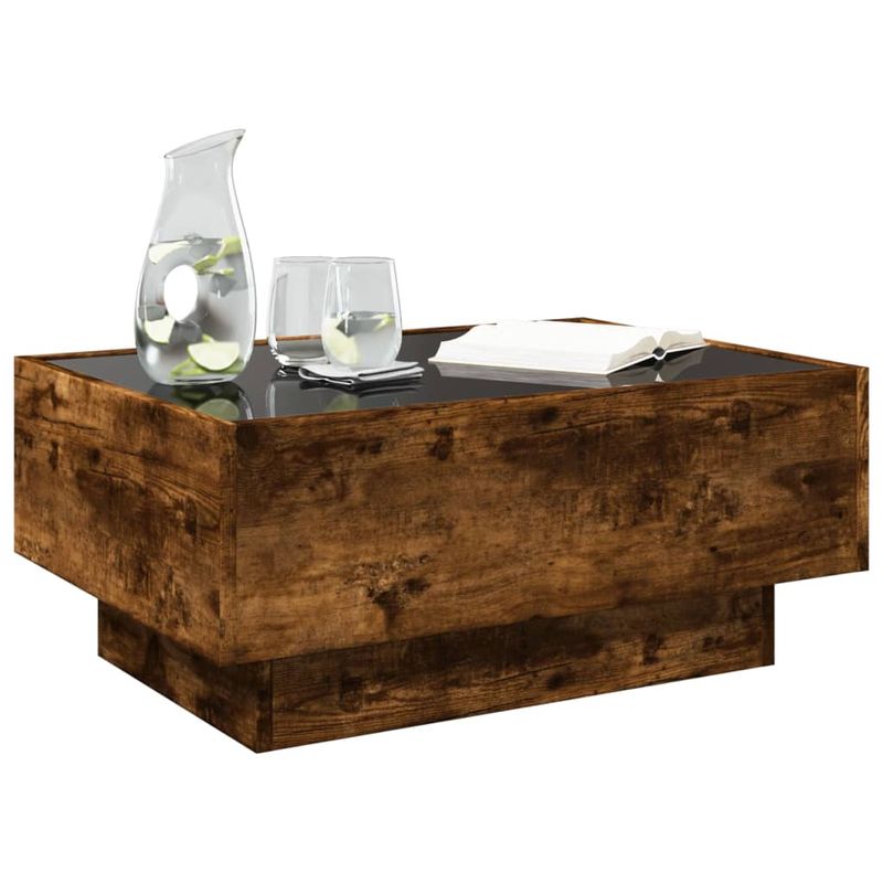 Casa si Gradina - Mobilier - Mese si birouri - Masute de cafea - Masuta de cafea cu LED stejar fumuriu 70x50x30cm lemn prelucrat - Infinity.ro