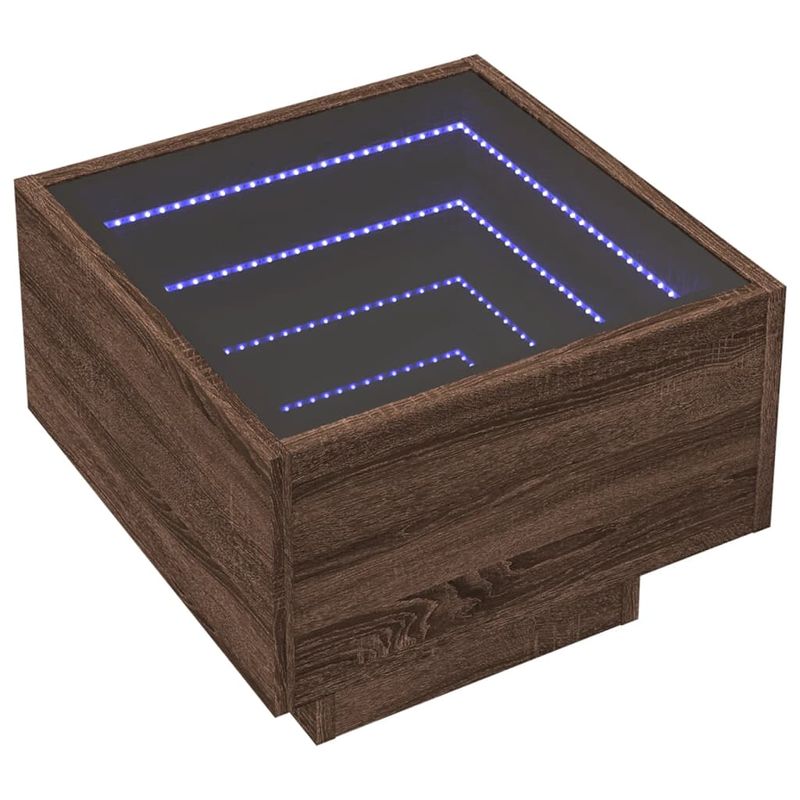 Casa si Gradina - Mobilier - Comode si corpuri - Noptiere - Noptiera cu LED infinity, stejar maro, 40x40x30 cm - Infinity.ro