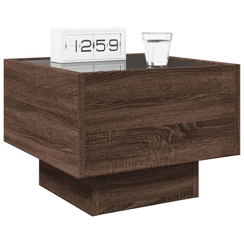 Casa si Gradina - Mobilier - Comode si corpuri - Noptiere - Noptiera cu LED infinity, stejar maro, 40x40x30 cm - Infinity.ro