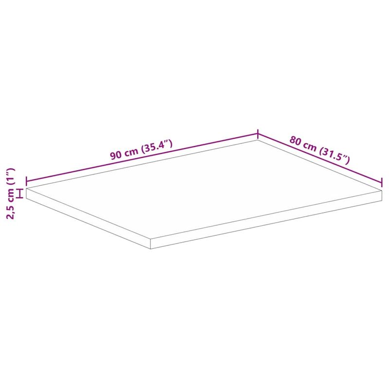 Casa si Gradina - Mobilier - Feronerie si accesorii mobila - Blat masa, 90x80x2,5 cm, dreptunghiular, lemn masiv mango brut - Infinity.ro