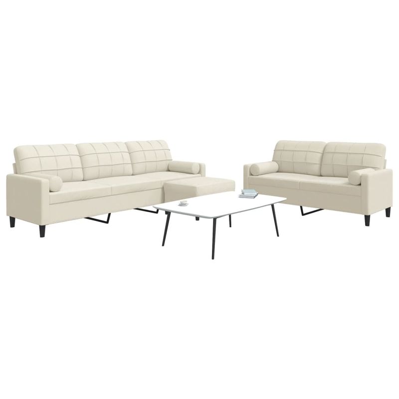 Casa si Gradina - Mobilier - Seturi de mobilier - Seturi living - Set de canapele cu perne/rulouri, 3 piese, crem, catifea - Infinity.ro