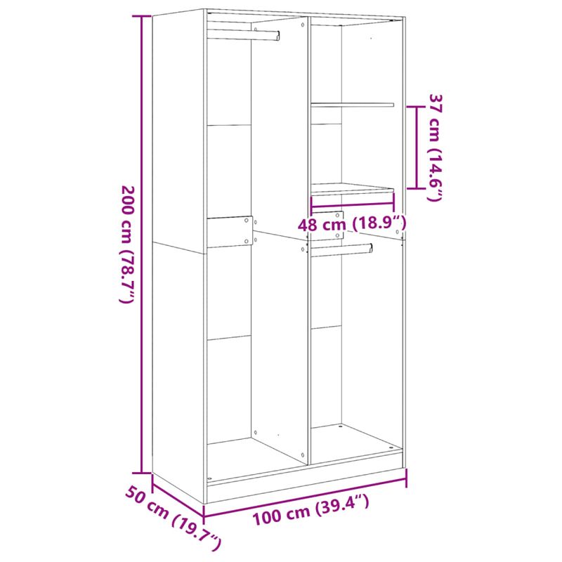 Casa si Gradina - Mobilier - Dulapuri si sifoniere - Sifoniere - Sifonier, stejar sonoma, 100x50x200 cm, PAL, cantitate 2 rafturi - Infinity.ro