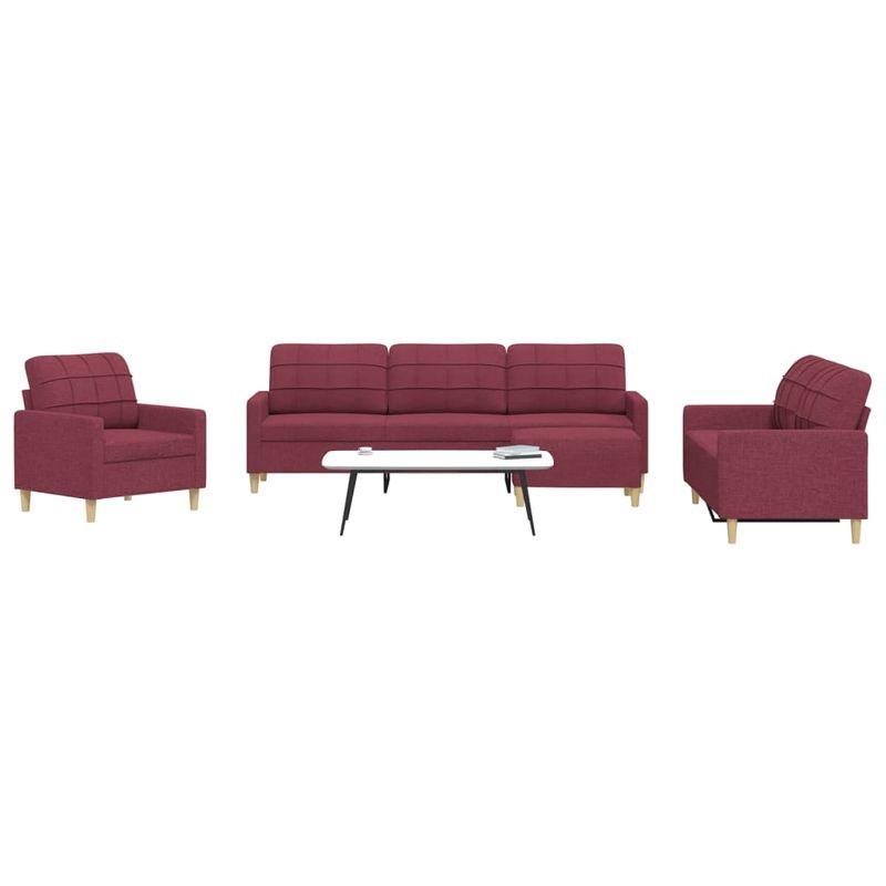 Casa si Gradina - Mobilier - Seturi de mobilier - Seturi living - Set canapele cu taburet, 4 piese, rosu vin, material textil - Infinity.ro