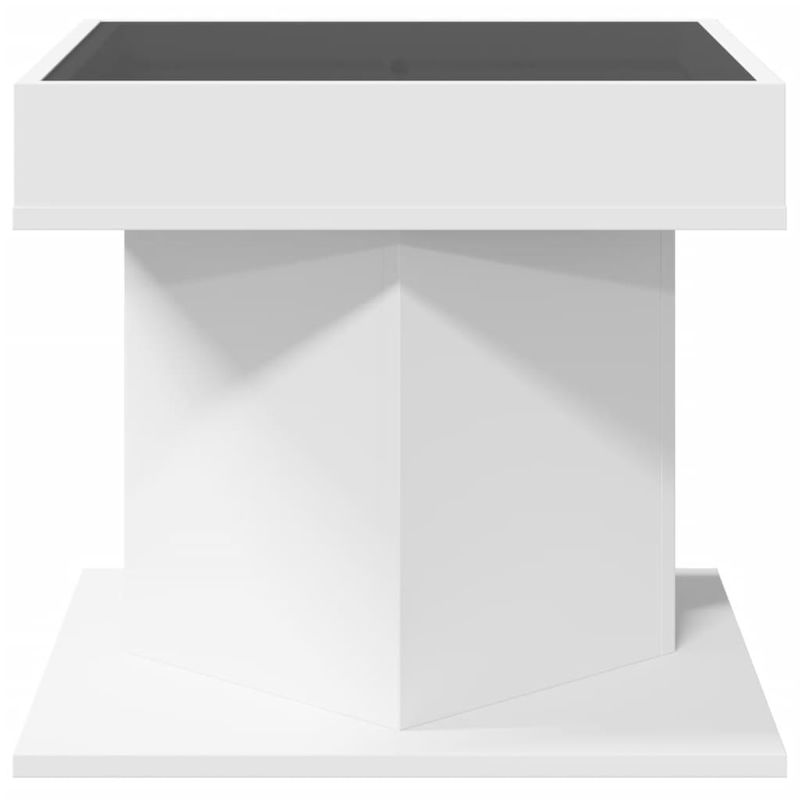 Casa si Gradina - Mobilier - Mese si birouri - Masute de cafea - Masuta de cafea cu LED, alb, 50x50x45 cm, lemn prelucrat - Infinity.ro