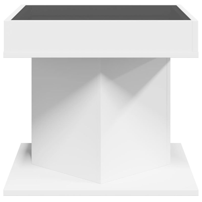 Casa si Gradina - Mobilier - Mese si birouri - Masute de cafea - Masuta de cafea cu LED, alb, 50x50x45 cm, lemn prelucrat - Infinity.ro