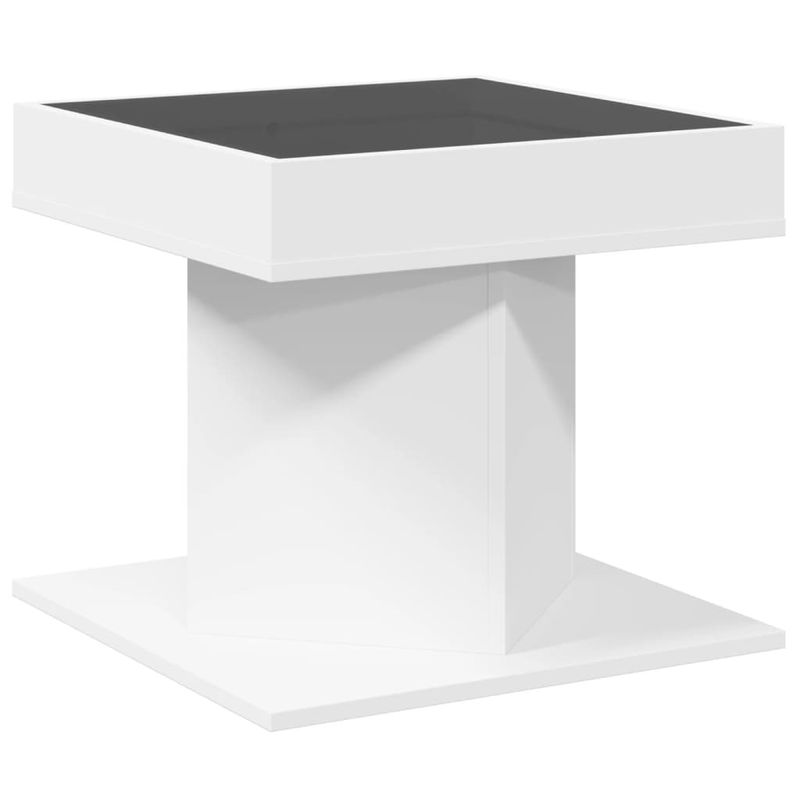 Casa si Gradina - Mobilier - Mese si birouri - Masute de cafea - Masuta de cafea cu LED, alb, 50x50x45 cm, lemn prelucrat - Infinity.ro