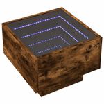 Casa si Gradina - Mobilier - Mese si birouri - Masute de cafea - Masa laterala cu LED stejar fumuriu 40x40x30 cm lemn prelucrat - Infinity.ro