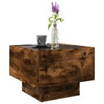 Casa si Gradina - Mobilier - Mese si birouri - Masute de cafea - Masa laterala cu LED stejar fumuriu 40x40x30 cm lemn prelucrat - Infinity.ro