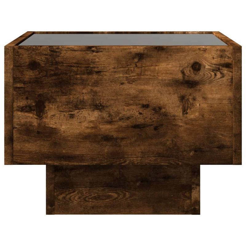 Casa si Gradina - Mobilier - Mese si birouri - Masute de cafea - Masa laterala cu LED stejar fumuriu 40x40x30 cm lemn prelucrat - Infinity.ro