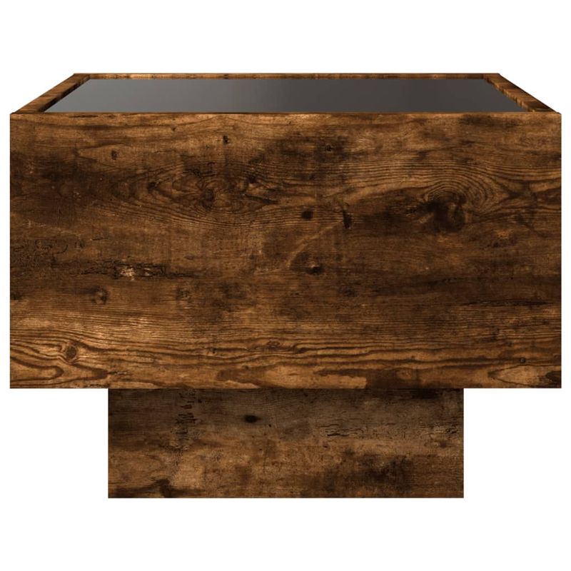 Casa si Gradina - Mobilier - Mese si birouri - Masute de cafea - Masa laterala cu LED stejar fumuriu 40x40x30 cm lemn prelucrat - Infinity.ro