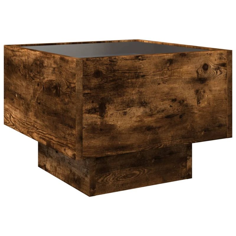 Casa si Gradina - Mobilier - Mese si birouri - Masute de cafea - Masa laterala cu LED stejar fumuriu 40x40x30 cm lemn prelucrat - Infinity.ro