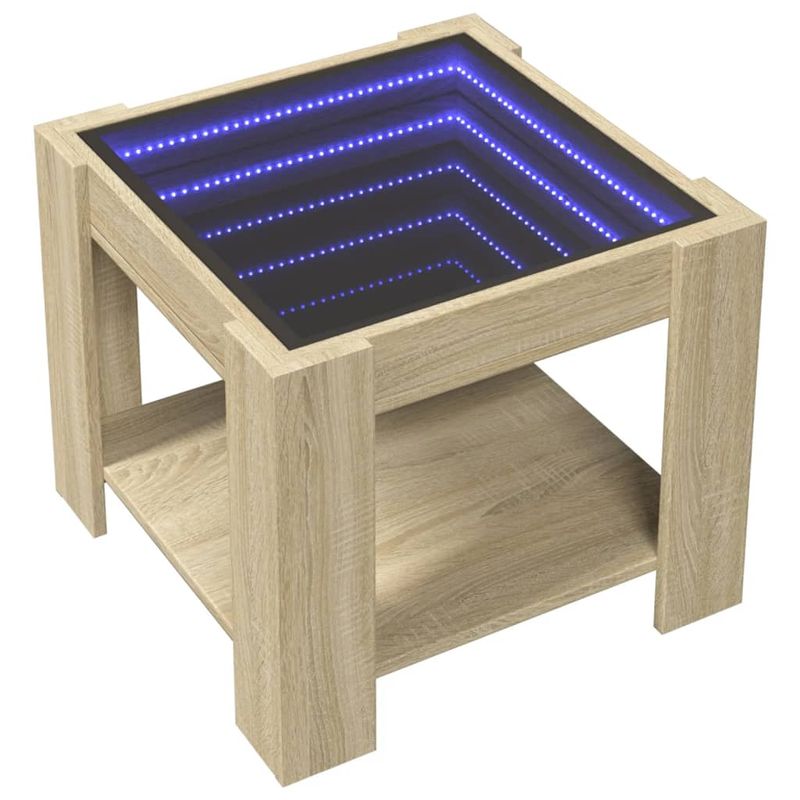 Casa si Gradina - Mobilier - Mese si birouri - Masute de cafea - Masuta de cafea cu LED stejar sonoma 53x53x45 cm lemn prelucrat - Infinity.ro