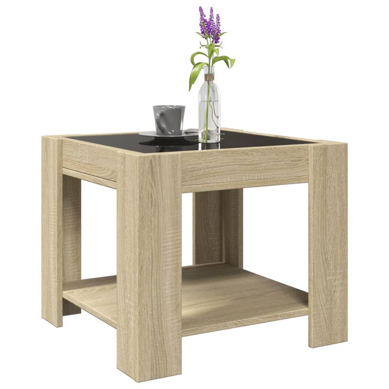 Casa si Gradina - Mobilier - Mese si birouri - Masute de cafea - Masuta de cafea cu LED stejar sonoma 53x53x45 cm lemn prelucrat - Infinity.ro