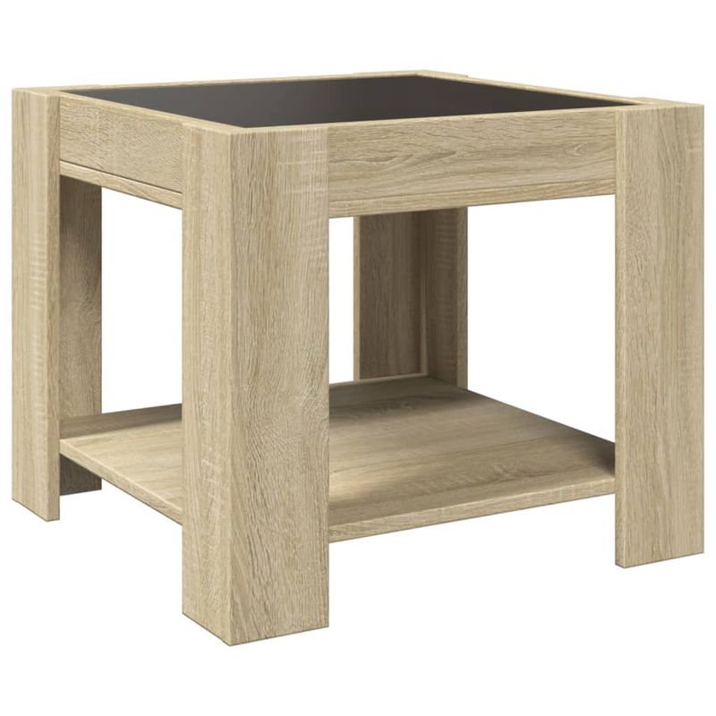 Casa si Gradina - Mobilier - Mese si birouri - Masute de cafea - Masuta de cafea cu LED stejar sonoma 53x53x45 cm lemn prelucrat - Infinity.ro
