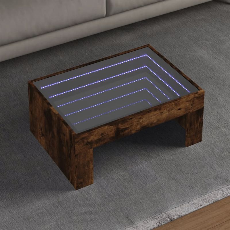 Casa si Gradina - Mobilier - Mese si birouri - Masute de cafea - Masuta de cafea cu LED infinity, stejar fumuriu, 70x50x30 cm - Infinity.ro