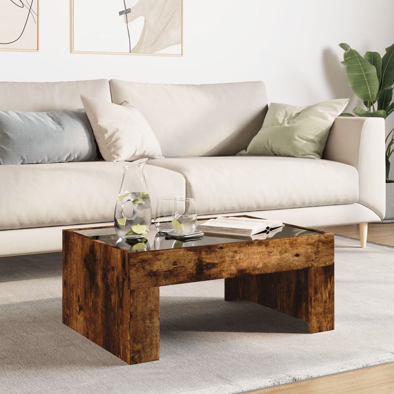 Casa si Gradina - Mobilier - Mese si birouri - Masute de cafea - Masuta de cafea cu LED infinity, stejar fumuriu, 70x50x30 cm - Infinity.ro