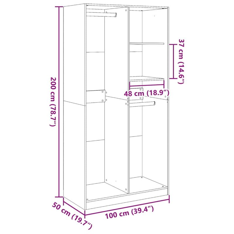 Casa si Gradina - Mobilier - Dulapuri si sifoniere - Sifoniere - Sifonier, alb, 100x50x200 cm, PAL, cantitate 2 rafturi - Infinity.ro