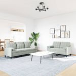 Casa si Gradina - Mobilier - Seturi de mobilier - Seturi living - Set de canapele cu perne, 2 piese, gri deschis, catifea - Infinity.ro