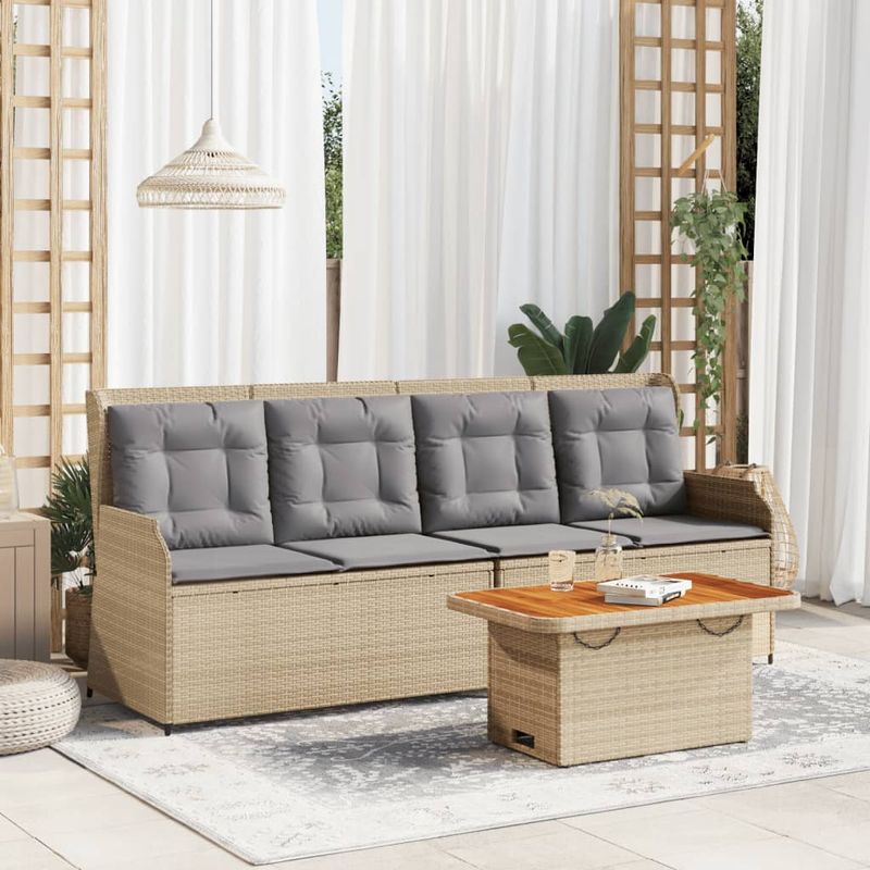 Casa si Gradina - Gradina si terasa - Mobilier exterior - Seturi mobila gradina - Set mobilier de gradina cu perne, 3 piese, bej, poliratan - Infinity.ro