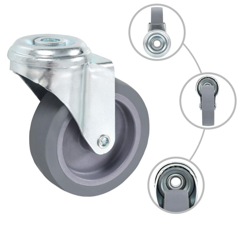 Casa si Gradina - Constructii - Depozitare, transport si protectie - Accesorii echipamente pentru transport si ridicat - Roti pivotante cu gaura pentru surub, 4 buc., 75 mm - Infinity.ro