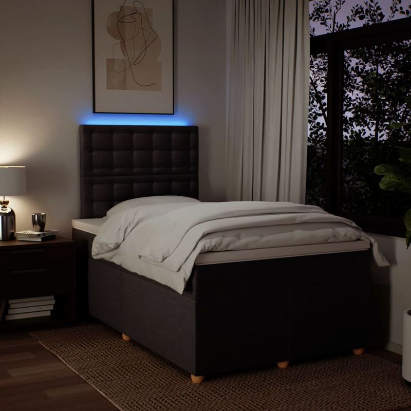 Casa si Gradina - Mobilier - Paturi si accesorii - Paturi - Pat box spring cu saltea, maro inchis, 120x200 cm, textil - Infinity.ro