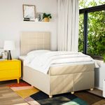 Casa si Gradina - Mobilier - Paturi si accesorii - Paturi - Pat box spring cu saltea, crem, 120x200 cm, textil - Infinity.ro