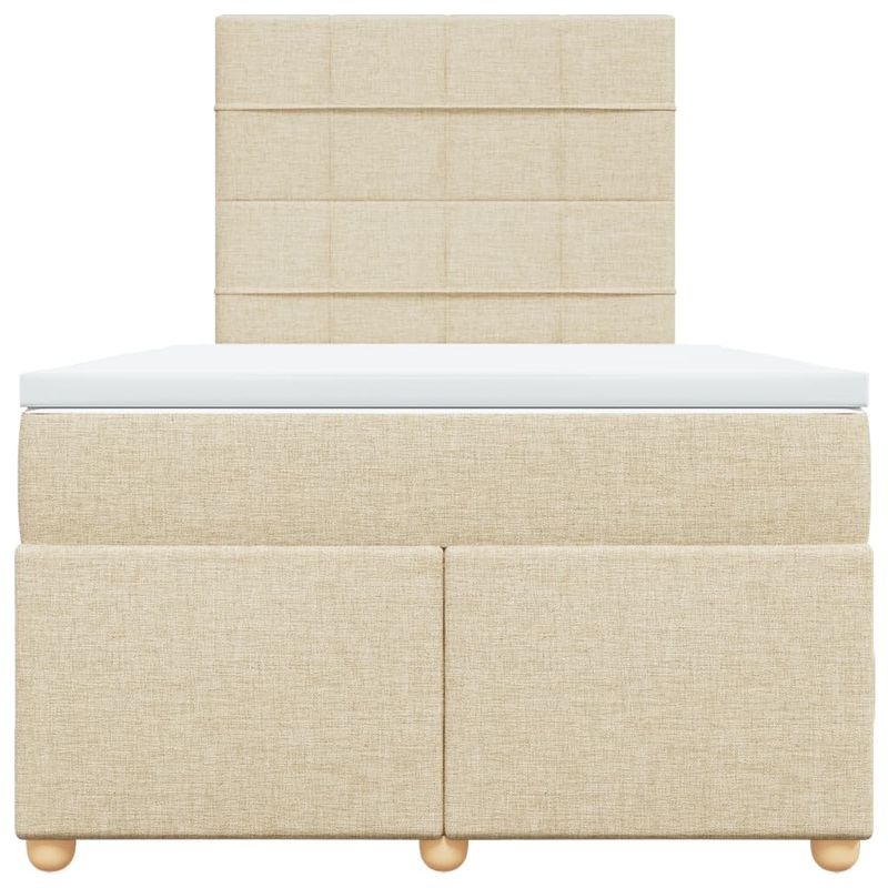 Casa si Gradina - Mobilier - Paturi si accesorii - Paturi - Pat box spring cu saltea, crem, 120x200 cm, textil - Infinity.ro