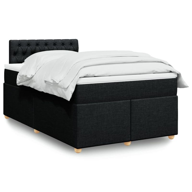 Casa si Gradina - Mobilier - Paturi si accesorii - Paturi - Pat box spring cu saltea, negru, 120x200 cm, textil - Infinity.ro
