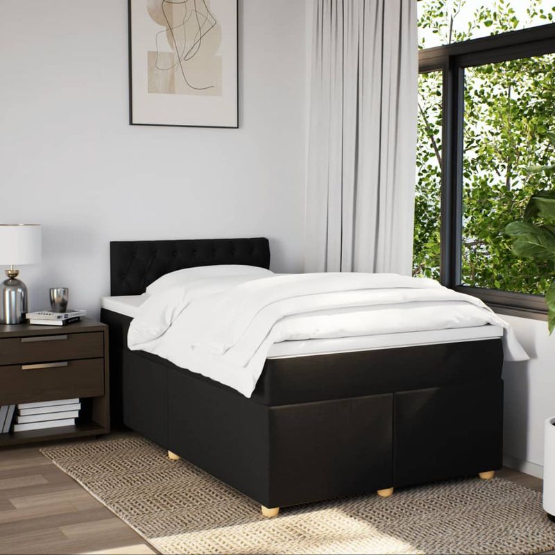 Casa si Gradina - Mobilier - Paturi si accesorii - Paturi - Pat box spring cu saltea, negru, 120x200 cm, textil - Infinity.ro
