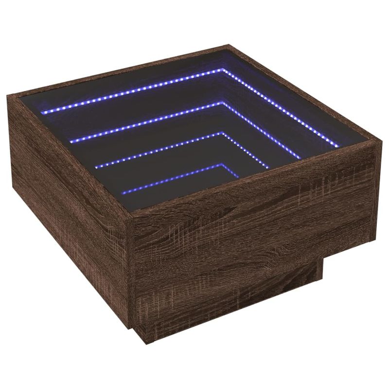 Casa si Gradina - Mobilier - Mese si birouri - Masute de cafea - Masuta de cafea cu LED stejar maro 50x50x30 cm lemn prelucrat - Infinity.ro