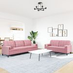 Casa si Gradina - Mobilier - Seturi de mobilier - Seturi living - Set canapele cu perne/rulouri, 2 piese, roz, catifea - Infinity.ro