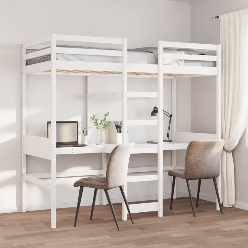 Casa si Gradina - Mobilier - Paturi si accesorii - Paturi - Cadru pat supraetajat fara saltea alb 90x190cm cm lemn masiv pin - Infinity.ro